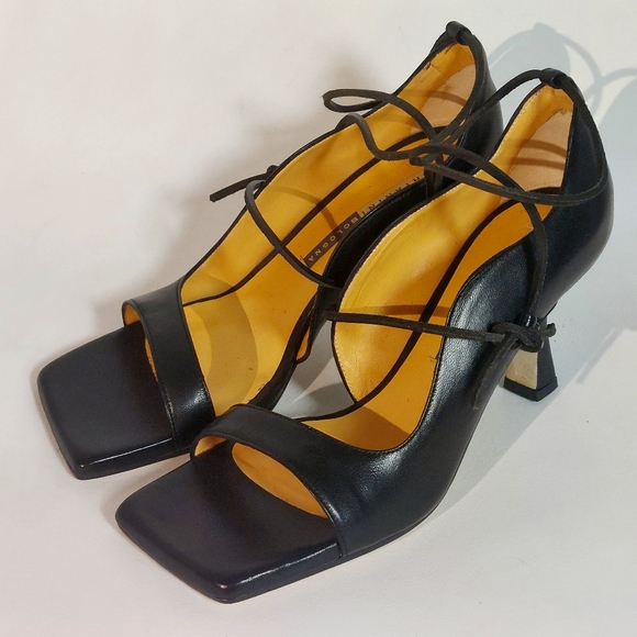 Chiarini Bologna black leather flared heel D'Orsay pumps, EU40, NWT - Picture 6 of 14